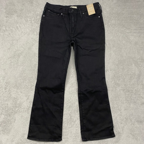 Madewell Jeans Womens 33 Tall Black Kick Out Crop‎ Cali Demi Flare NM810 - Picture 4 of 13